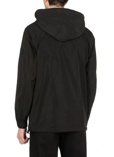 Shop Burberry Hooded Buttoned Jacket In Black