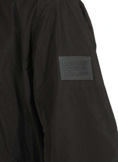 Shop Burberry Hooded Buttoned Jacket In Black