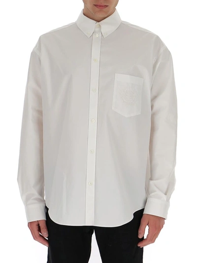 Shop Balenciaga Logo Embroidered Shirt In White