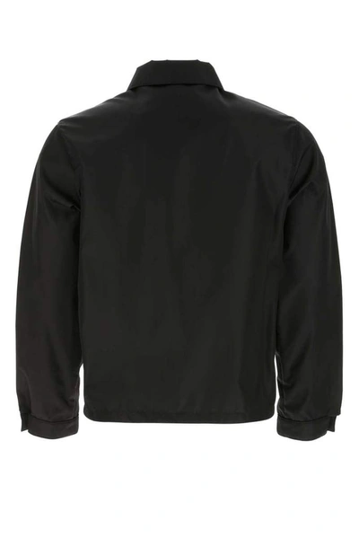 Shop Prada Triangle Logo Blouson Jacket In Black