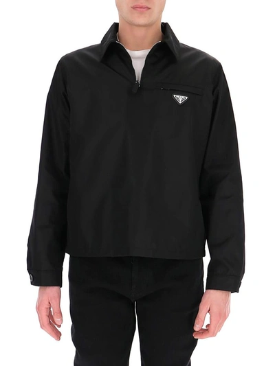 Shop Prada Triangle Logo Blouson Jacket In Black