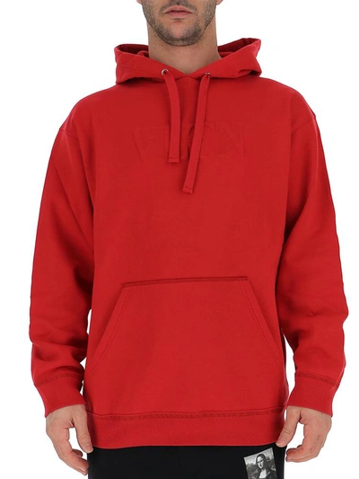 Shop Valentino Vltn Hooded Sweatshirt In Red