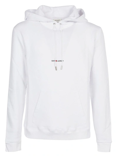 Shop Saint Laurent Logo Print Hoodie In White