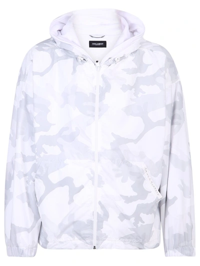 Shop Dolce & Gabbana Camouflage Windbreaker In White