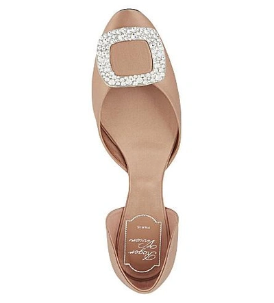 Shop Roger Vivier Chips Strass Silk Ballerina Flats In Nude