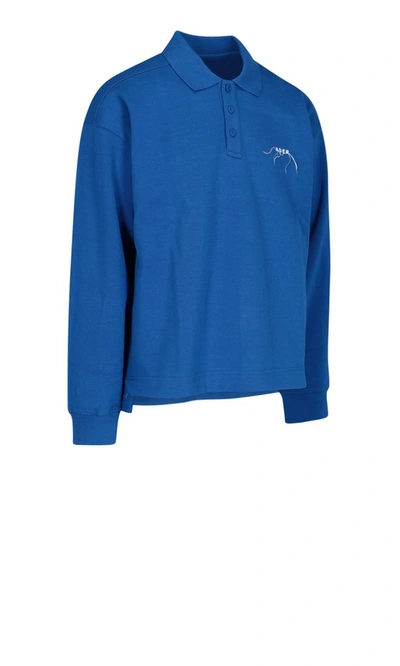 Shop Ader Error Logo Embroidered Polo Shirt In Blue