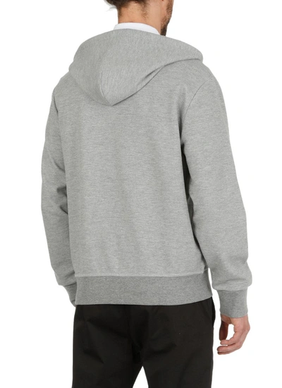 Shop Polo Ralph Lauren Logo Embroidered Zipped Hoodie In Grey