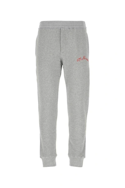 Shop Alexander Mcqueen Logo Embroidered Track Pants In Grey