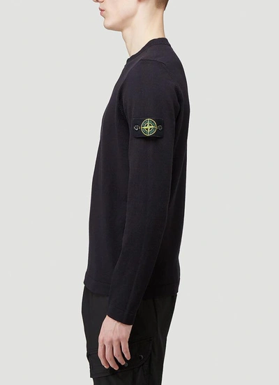 Shop Stone Island Logo Patch Knit Sweater In Navy
