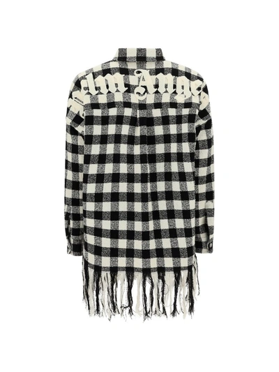 Shop Palm Angels Fringed Checkered Print Shirt Jacket In Multi