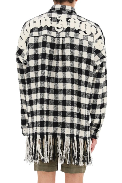 Shop Palm Angels Fringed Checkered Print Shirt Jacket In Multi