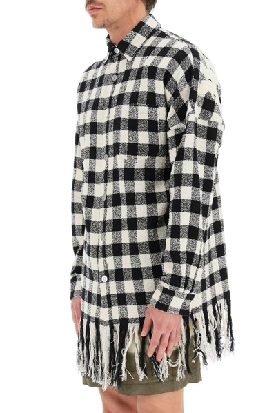 Shop Palm Angels Fringed Checkered Print Shirt Jacket In Multi