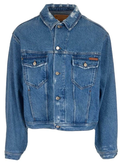 Shop Golden Goose Deluxe Brand Distressed Denim Jacket In Blue
