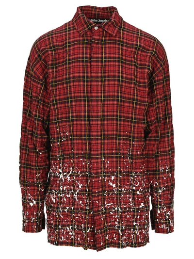 Shop Palm Angels Round Logo Checked Shirt In Multi