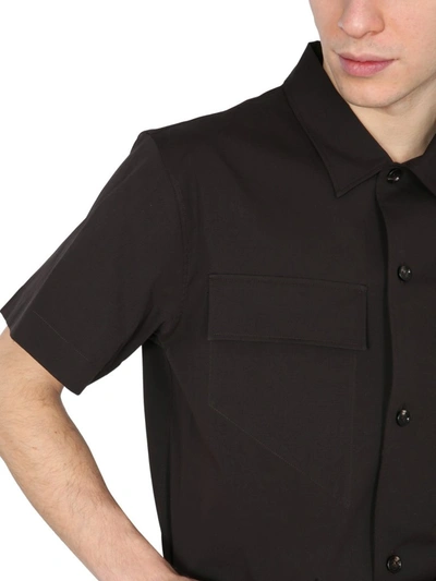Shop Bottega Veneta Short Sleeve Military Shirt In Brown