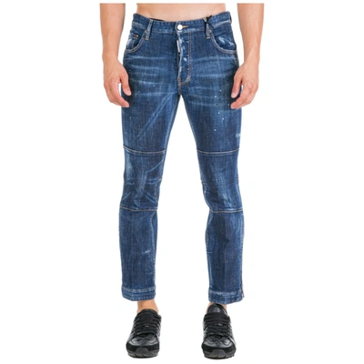 Shop Dsquared2 Panelled Cropped Jeans In Navy