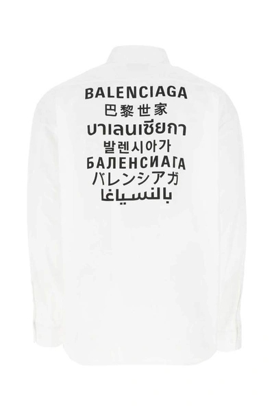 Shop Balenciaga Languages Logo Print Shirt In White