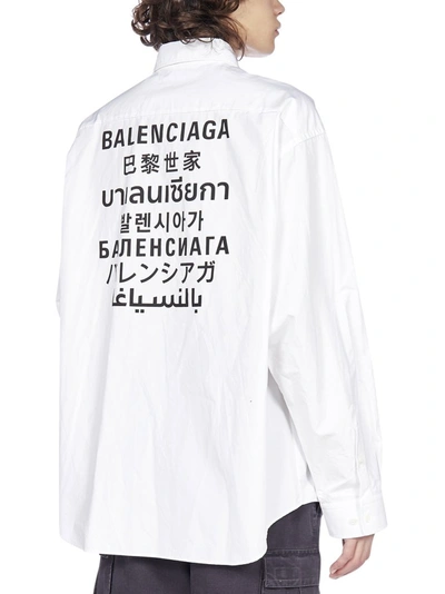 Shop Balenciaga Languages Logo Print Shirt In White
