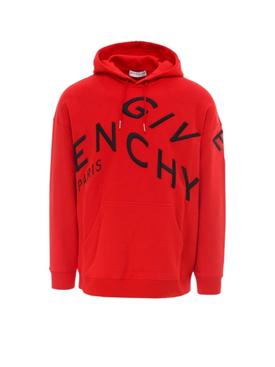 Shop Givenchy Refracted Embroidered Hoodie In Red