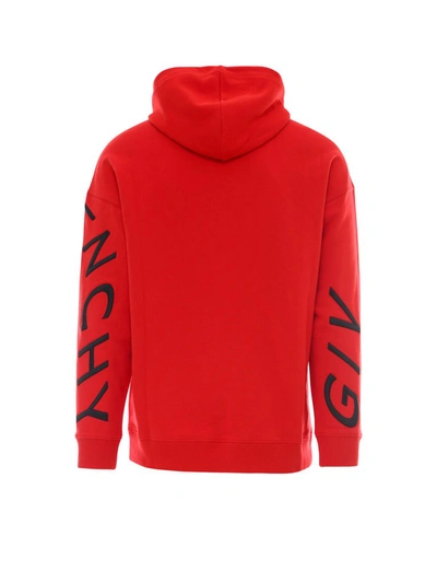 Shop Givenchy Refracted Embroidered Hoodie In Red