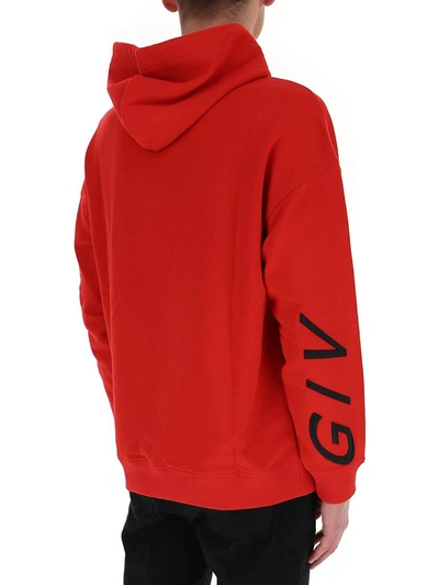 Shop Givenchy Refracted Embroidered Hoodie In Red