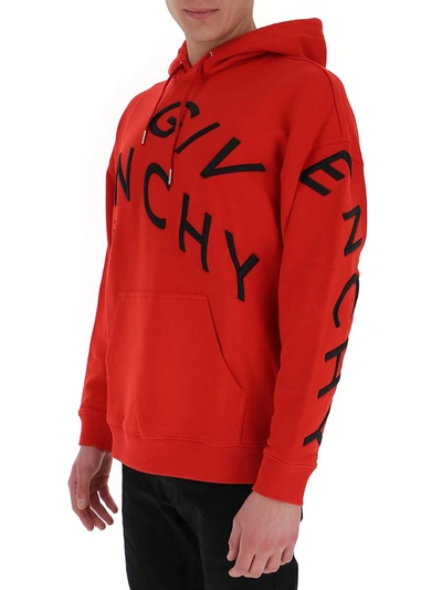 Shop Givenchy Refracted Embroidered Hoodie In Red