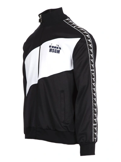 Shop Msgm X Diadora Logo Print Track Jacket In Black