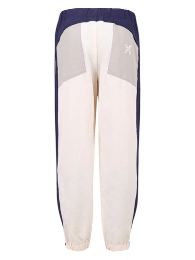 Shop Kenzo Contrast Panelled Track Pants In Beige