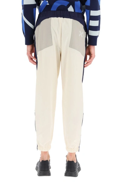 Shop Kenzo Contrast Panelled Track Pants In Beige
