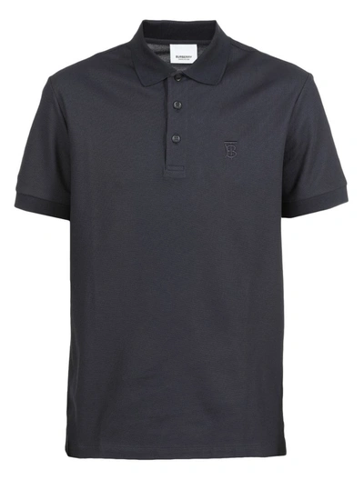 Shop Burberry Monogram Embroidered Polo Shirt In Navy
