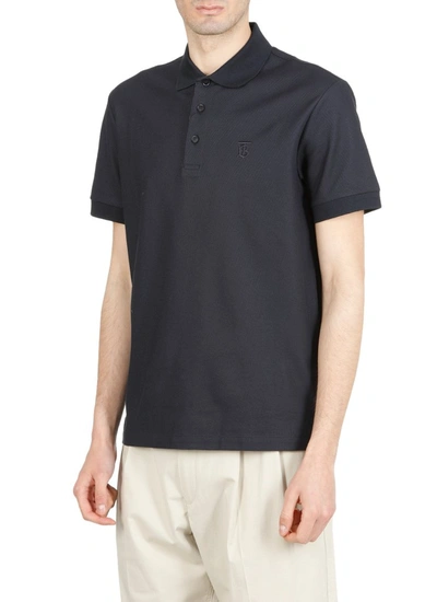 Shop Burberry Monogram Embroidered Polo Shirt In Navy