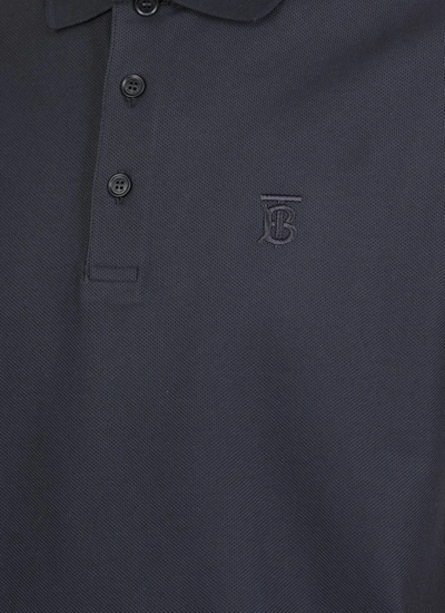 Shop Burberry Monogram Embroidered Polo Shirt In Navy