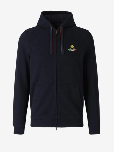 Shop Loro Piana Horsey Hooded Bomber Jacket In Navy