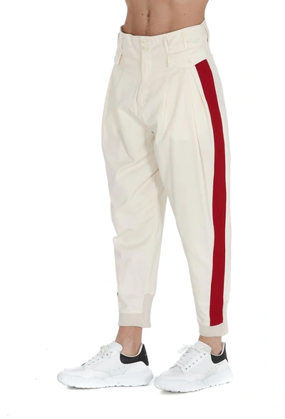 Shop Maison Margiela Side Stripe Gabardine Trousers In White
