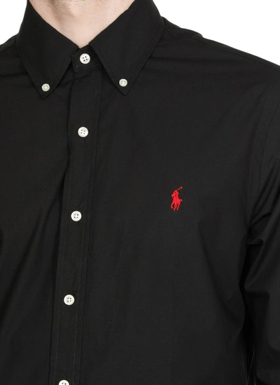 Shop Polo Ralph Lauren Logo Embroidered Shirt In Black