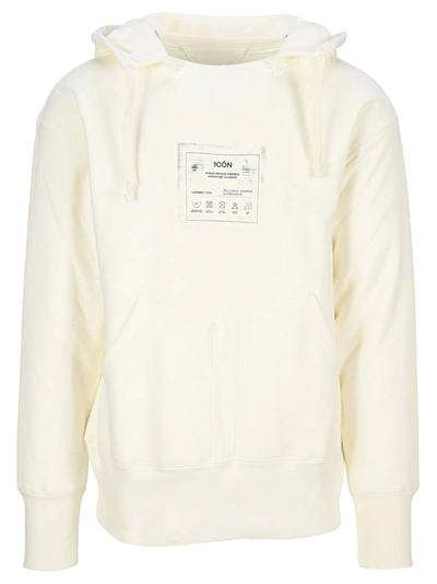 Shop Maison Margiela 1côn Print Drawstring Hoodie In White