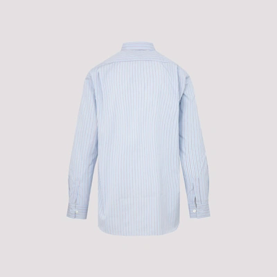 Shop Comme Des Garçons Shirt Striped Patchwork Shirt In Blue