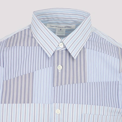 Shop Comme Des Garçons Shirt Striped Patchwork Shirt In Blue