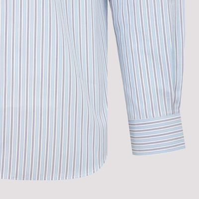 Shop Comme Des Garçons Shirt Striped Patchwork Shirt In Blue