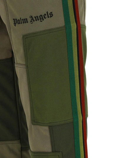 Shop Palm Angels Logo Printed Patchwork Track Pants In Green