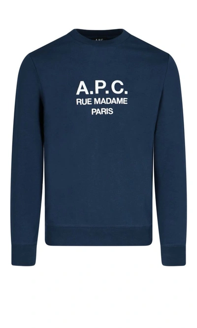 Shop A.p.c. Rufus Logo Embroidered Sweatshirt In Navy