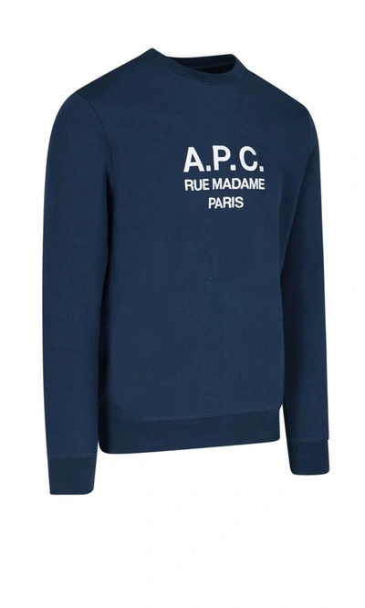 Shop Apc A.p.c. Rufus Logo Embroidered Sweatshirt In Navy