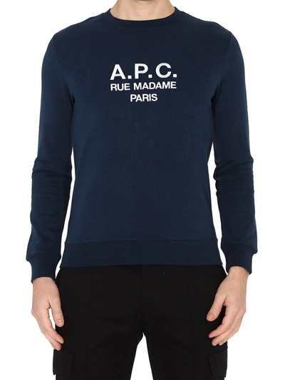 Shop Apc A.p.c. Rufus Logo Embroidered Sweatshirt In Navy