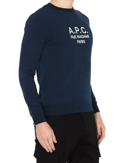 Shop Apc A.p.c. Rufus Logo Embroidered Sweatshirt In Navy