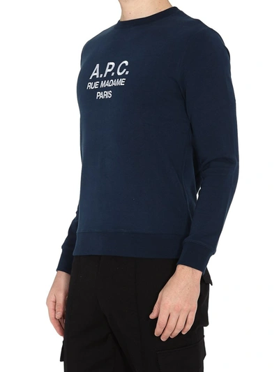 Shop Apc A.p.c. Rufus Logo Embroidered Sweatshirt In Navy