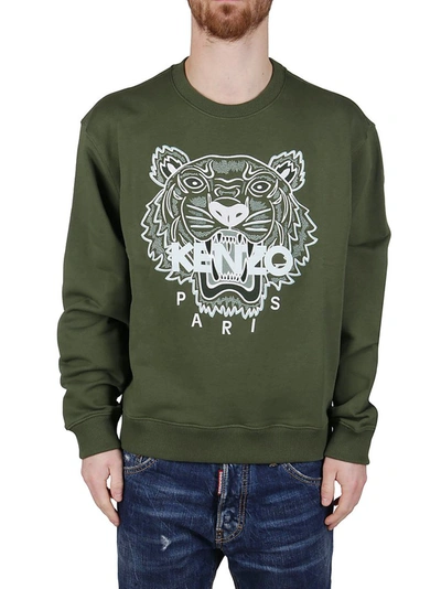 Shop Kenzo Tiger Embroidered Sweatshirt In Green