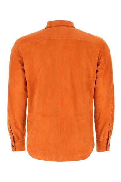 Shop Loewe Tailored Suede Shirt In Orange