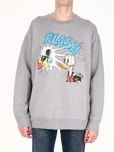 Shop Gucci X Disney Donald Duck Sweatshirt In Grey