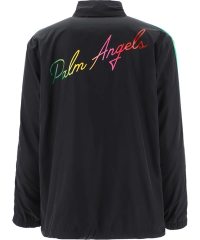 Shop Palm Angels Miami Logo Printed Buttoned Jacket In Black