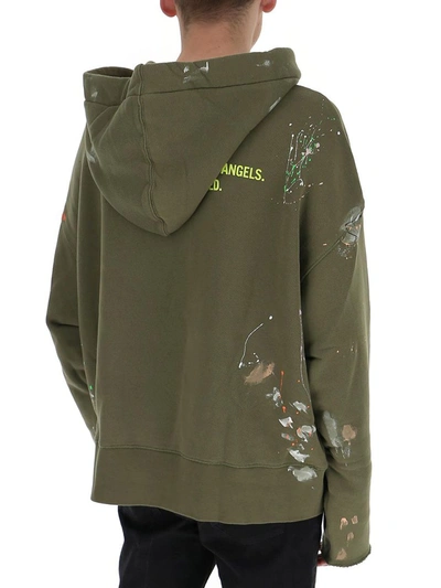Shop Palm Angels Painted Palm Tree Hoodie In Green